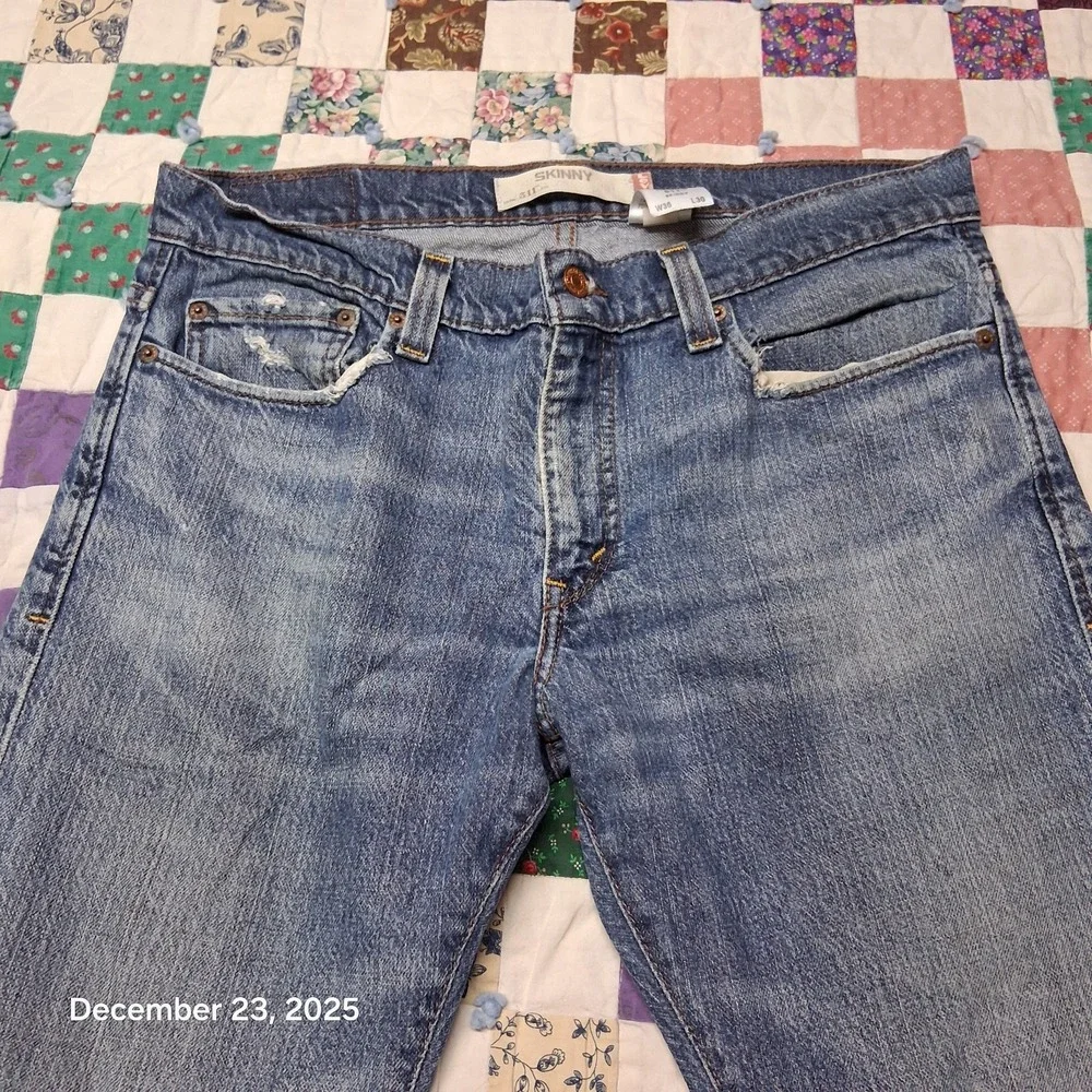 Levi's 511 Blue Jeans Men 36x30 Slim Fit Skinny Leg Denim Pants Stone Wash